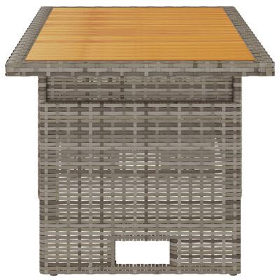 vidaXL Tuintafel 100x50x43/63 cm acaciahout en poly rattan grijs