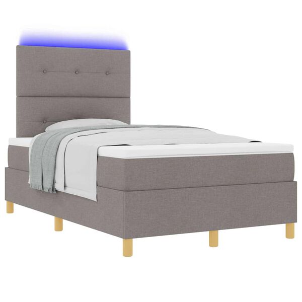 vidaXL LED Box Spring Bed met matras Taupe 120 x 190 cm Stof