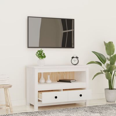 vidaXL Tv-meubel 79x35x52 cm massief grenenhout wit