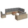 vidaXL 11-delige Tuinset met kussens poly rattan beige