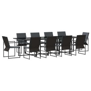 vidaXL Tuin eettafelset 11 st Zwart Staal