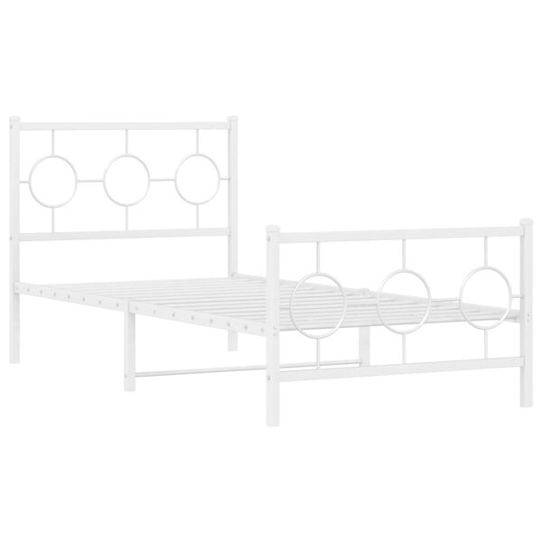 vidaXL Bedframe met hoofd- en voeteneinde metaal wit 90x190 cm