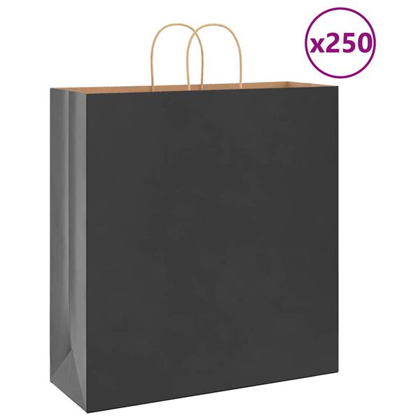 vidaXL Papieren zakken 250 st met hengsels 45x17x48 cm zwart