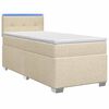 vidaXL Boxspring Bed met Matras en LED Cr&egrave;mekleurig 90 x 190 cm Stof