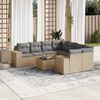 vidaXL 9-delige Loungeset met kussens poly rattan beige