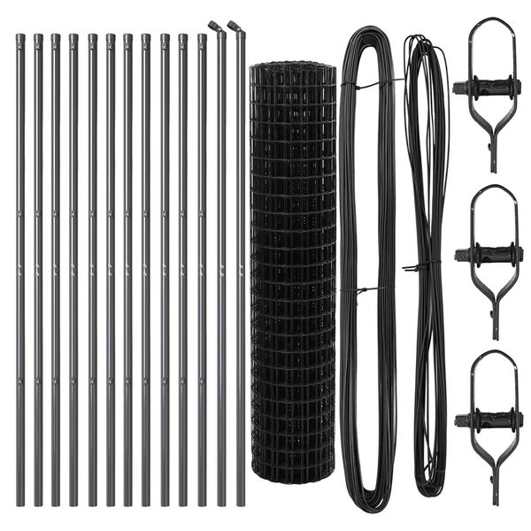 vidaXL Hek met Paal Grijs 1 x 25 m Staal