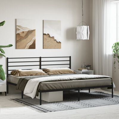 vidaXL Bedframe met hoofdbord metaal zwart 183x213 cm