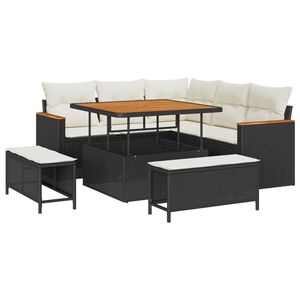 vidaXL Tuin Sofa Set 8 st 5-zits Zwart Poly riet