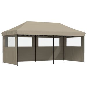vidaXL Partytent inklapbaar pop-up met 3 zijwanden taupe