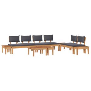 vidaXL Tuinbankenset 5 st Bruin en Grijs