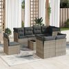 vidaXL 9-delige Loungeset met kussens poly rattan grijs