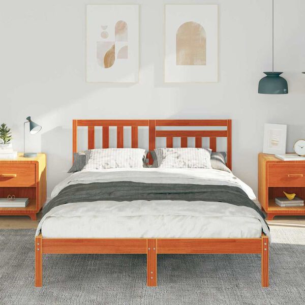 vidaXL Bedframe Wasbruin 120 x 190 cm Massief grenenhout