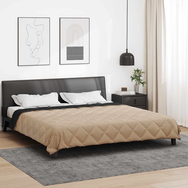 vidaXL Vol jaar dekbed Zwart en Taupe 200 x 200 cm Microfiber