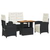 vidaXL 4-delige Tuinset met kussens poly rattan zwart