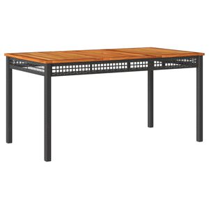 vidaXL Tuintafel 140x80x75 cm poly rattan en acaciahout zwart