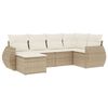 vidaXL 6-delige Loungeset met kussens poly rattan beige