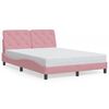 vidaXL Bedframe met LED zonder matras fluweel roze 140x200 cm