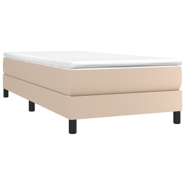 vidaXL Boxspring met matras kunstleer cappuccinokleurig 100x200 cm