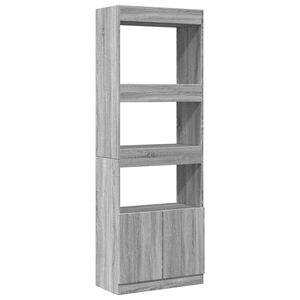 vidaXL Hoge kast 63x33x180 cm bewerkt hout grijs sonoma eikenkleurig