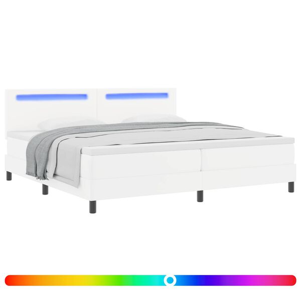 vidaXL Boxspringbed met matras Wit 200 x 200 cm Kunstleer