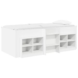 vidaXL Loft Bed Frame met Kast met plank 3 st Wit Bewerkt hout