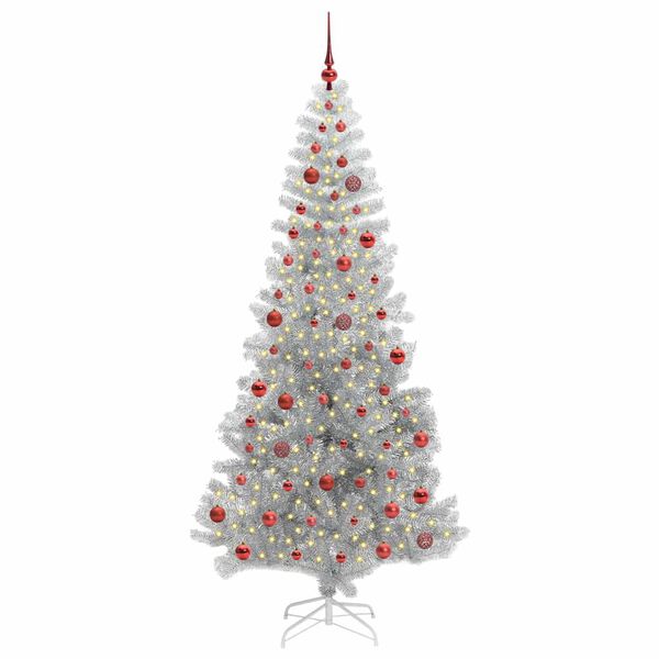 vidaXL Kerstboom met 300 LED met standaard Zilver 210 cm PET