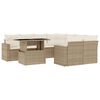vidaXL 9-delige Loungeset met kussens poly rattan beige