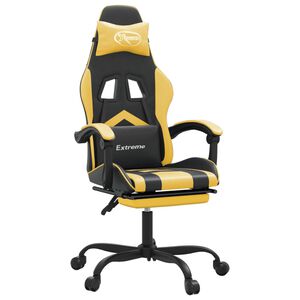vidaXL Gamestoel met voetensteun kunstleer zwart en goudkleurig
