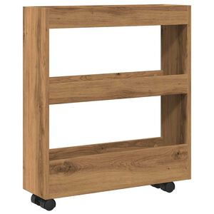 vidaXL Opbergtrolley smal 3-laags bewerkt hout artisanaal eikenkleurig