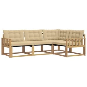 vidaXL Buiten bankenset 4 st Wit en Beige