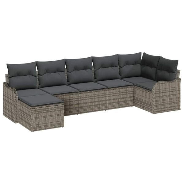 vidaXL Tuin Sofa Set Grijs poly rattan