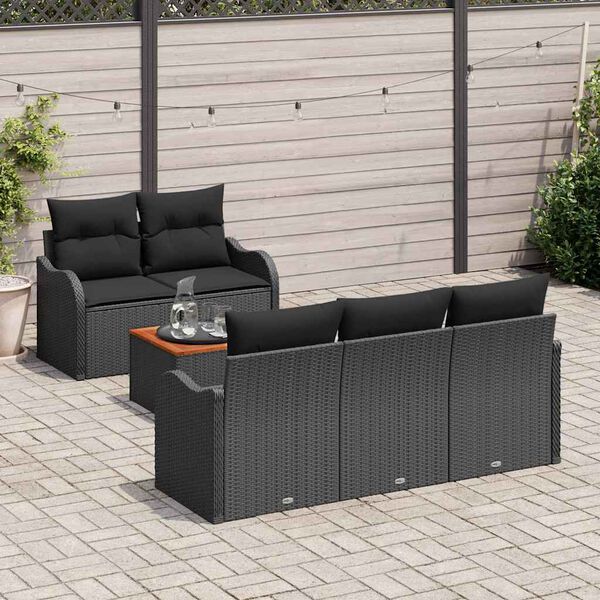 vidaXL Tuin Sofa Set met kussen met opslag met kussen 6 pcs Zwart