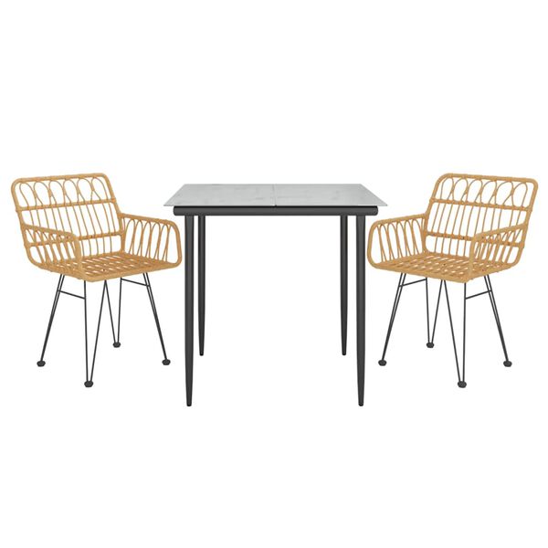 vidaXL 3-delige Tuinset poly rattan