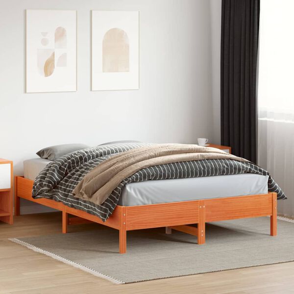 vidaXL Bedframe zonder matras massief grenenhout wasbruin 150x200 cm