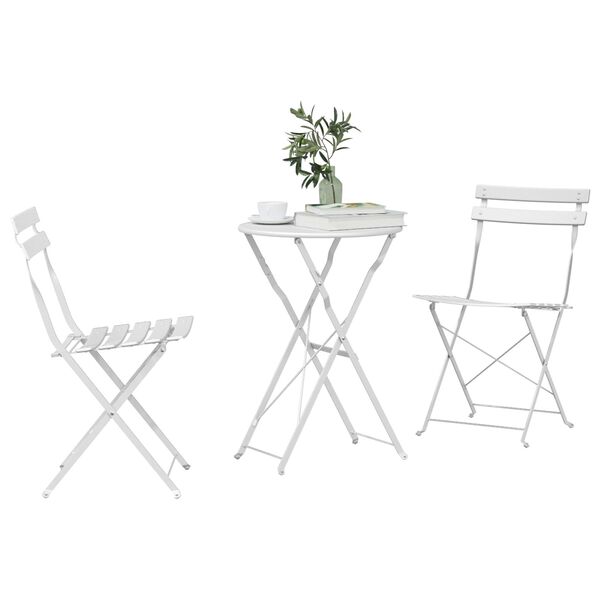 vidaXL Vouw Bistro Set 3 pcs Wit Staal