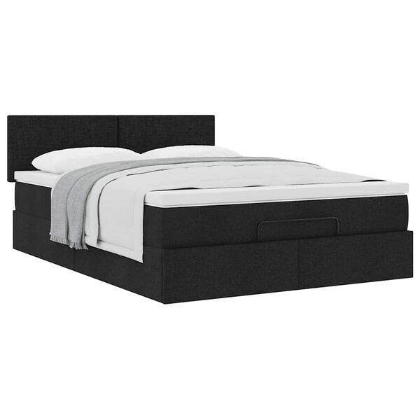 vidaXL Bed met matras 140x190 cm stof zwart