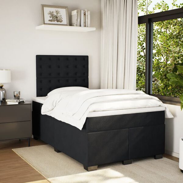 vidaXL Boxspring met matras fluweel zwart 120x190 cm