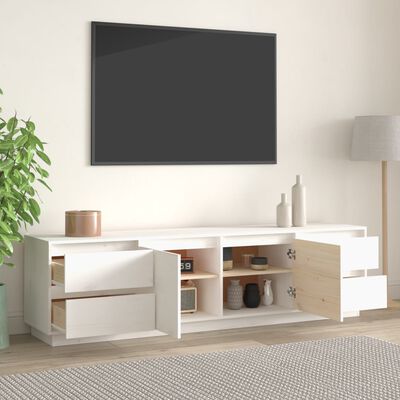 vidaXL Tv-meubel 176x37x47,5 cm massief grenenhout wit