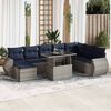 vidaXL 9-delige Loungeset met kussens poly rattan acacia grijs