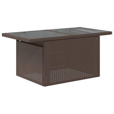 vidaXL Tuintafel met glazen blad 100x55x73 cm poly rattan bruin