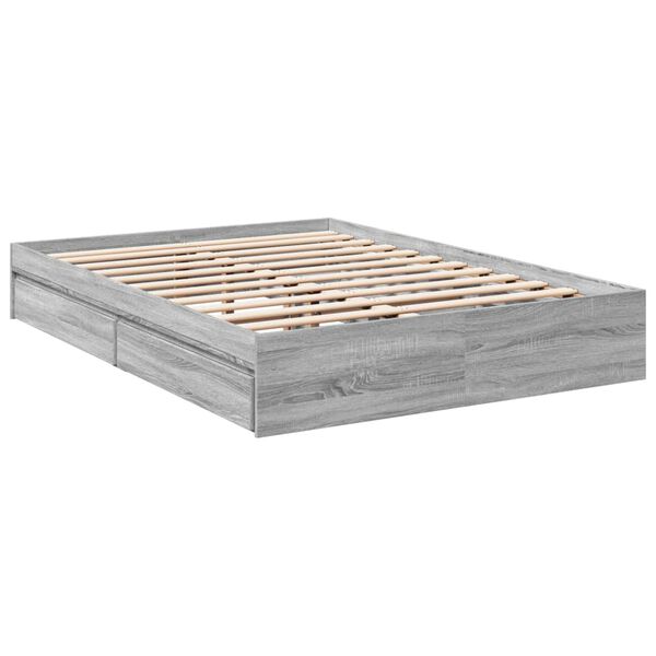 vidaXL Bedframe met lades bewerkt hout grijs sonoma eiken 140x190 cm
