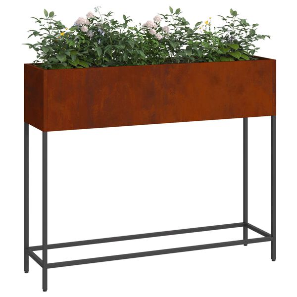 vidaXL Verhoogde Tuin Plantbak Roestig 100 x 26 x 82 cm Cortenstaal