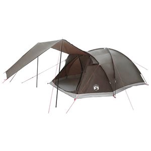 vidaXL Huisje Tent met dak Bruin grijs 6-persoons Polyester en staal