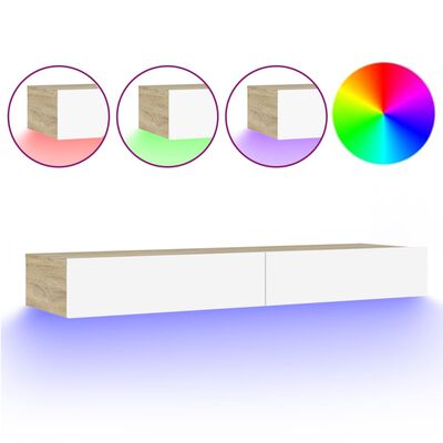 vidaXL Tv-meubel met LED-verlichting 120x35x15,5 cm wit sonoma eiken