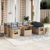 vidaXL 10-delige Loungeset met kussens poly rattan beige