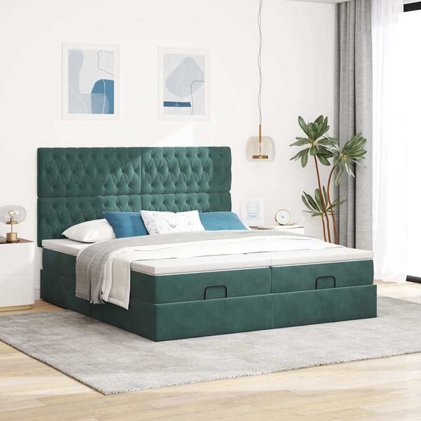 vidaXL Ottoman bed met matrassen en LED's 200x200cm fluweel