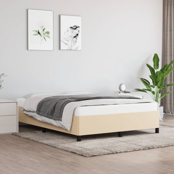 vidaXL Bedframe zonder matras stof cr&egrave;mekleurig 140x190 cm