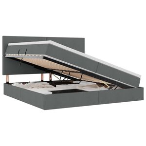 vidaXL Opslag bed met matras Donkergrijs 200 x 200 cm Polyester