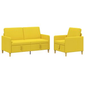 vidaXL Bankenset met opbergruimte 2 st 3-zits Lichtgeel Polyester