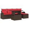 vidaXL Tuin Sofa Set 6 st Bruin Poly riet